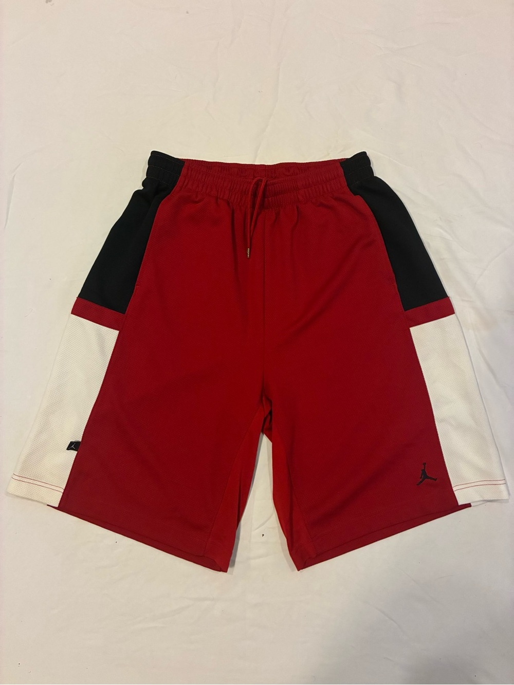 Jordan Men’s Red Athletic Basketball Shorts with Black & White Panels